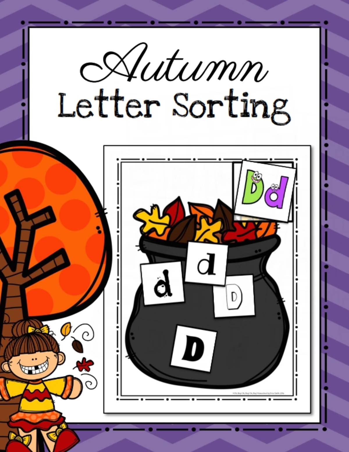 An educational teaching resource from Oh Boy Homeschool entitled Autumn Theme Letter Sorting Activity downloadable at Teach Simple.