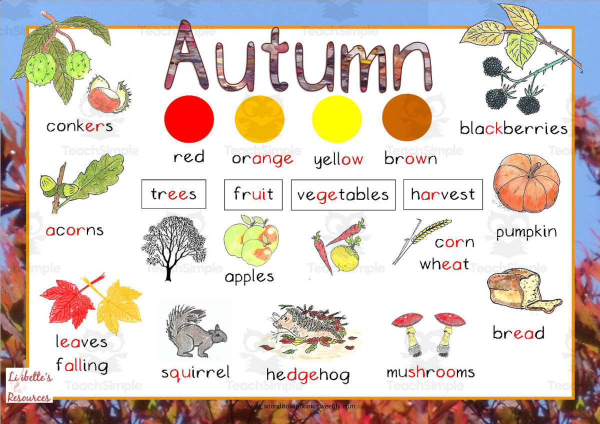 An educational teaching resource from Lilibette's Resources entitled Autumn Word Mat Phonetically Coded downloadable at Teach Simple.