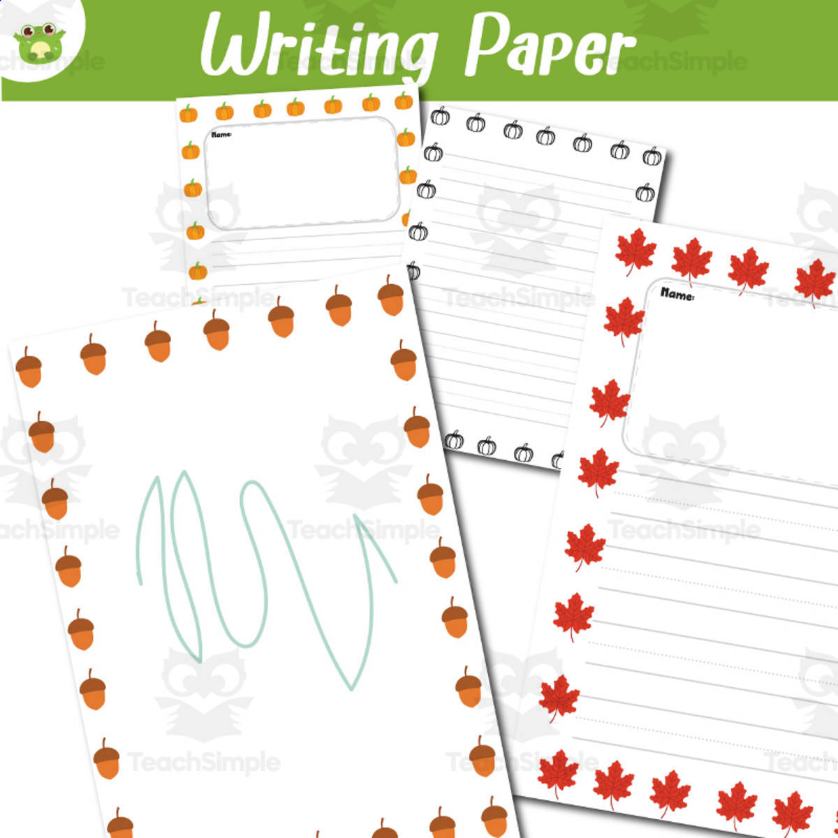 An educational teaching resource from EasyHop entitled Autumn Writing Paper for Preschool and Elementary | 40 Pages with Pump downloadable at Teach Simple.