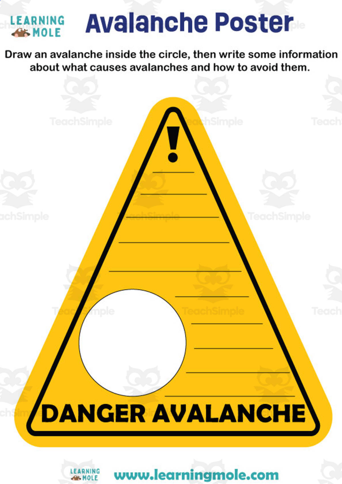 An educational teaching resource from Educational Voice entitled Avalanche Activity downloadable at Teach Simple.