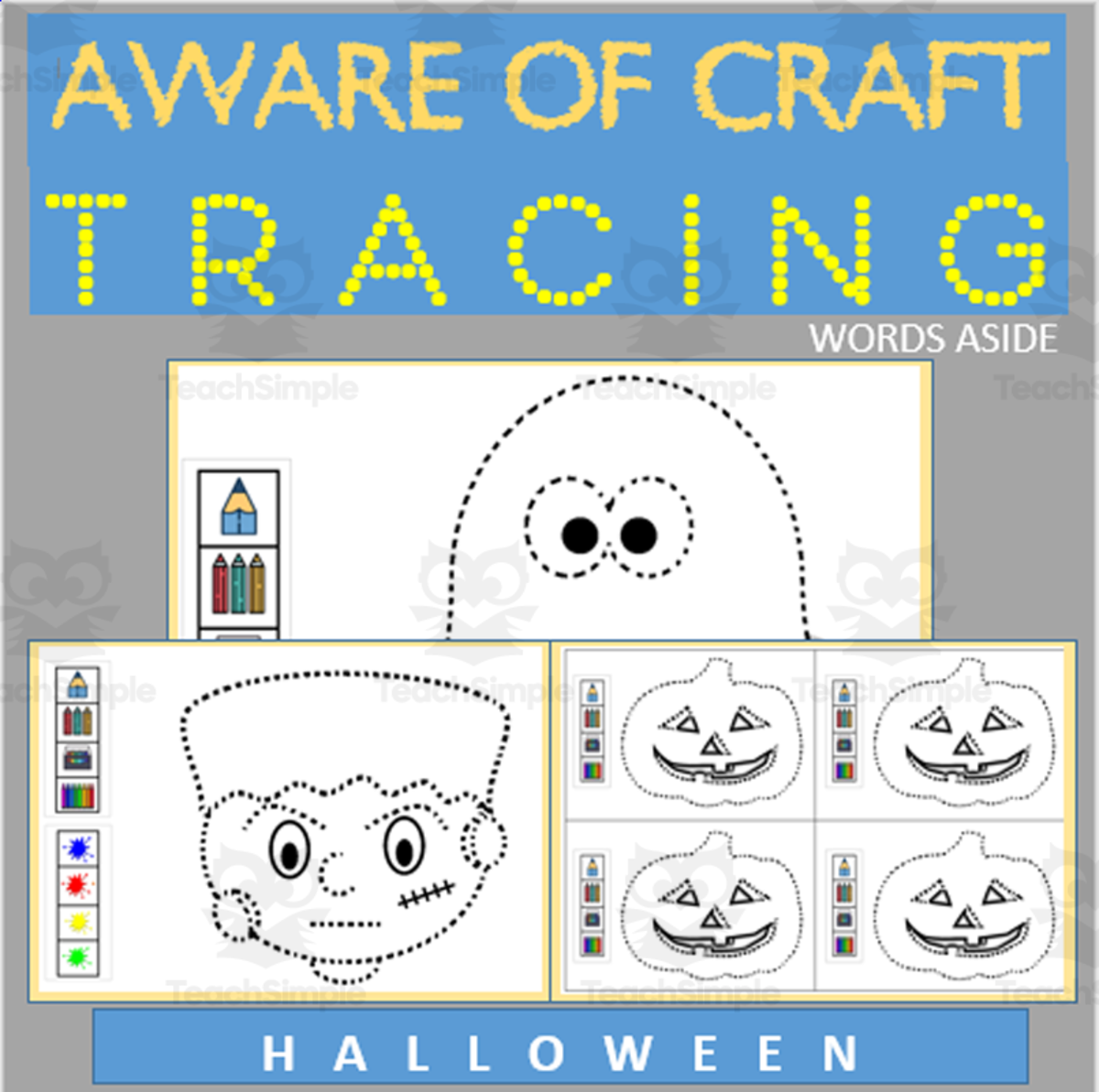 An educational teaching resource from WORDS ASIDE entitled Aware of Craft Tracing - Halloween downloadable at Teach Simple.