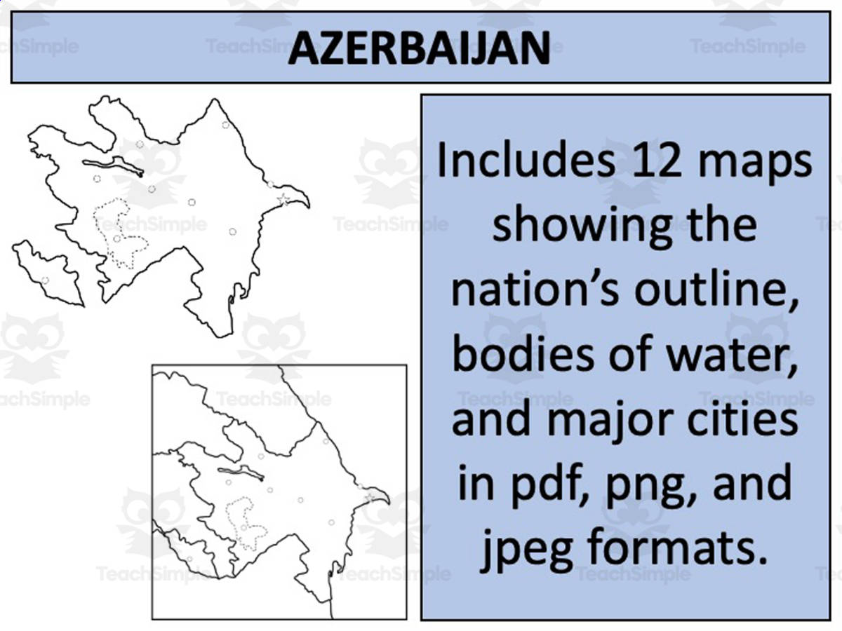 An educational teaching resource from Mr Gray History entitled Azerbaijan Map Resources downloadable at Teach Simple.