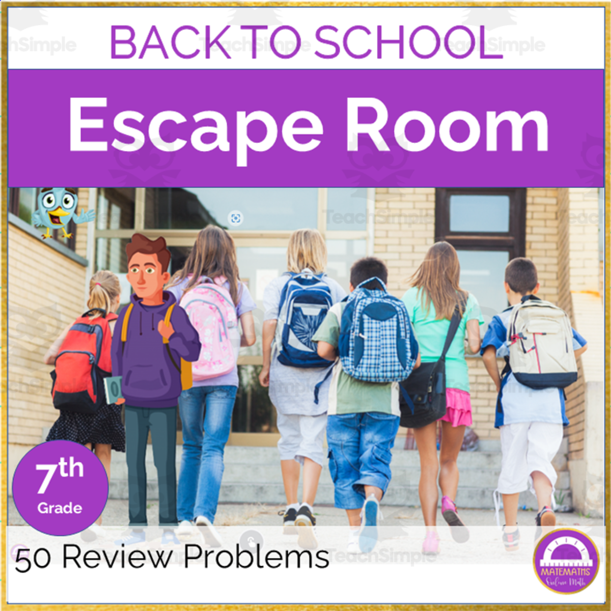 An educational teaching resource from Matemaths entitled Back to School 7th Grade Math Review Activity| Digital Escape Room downloadable at Teach Simple.