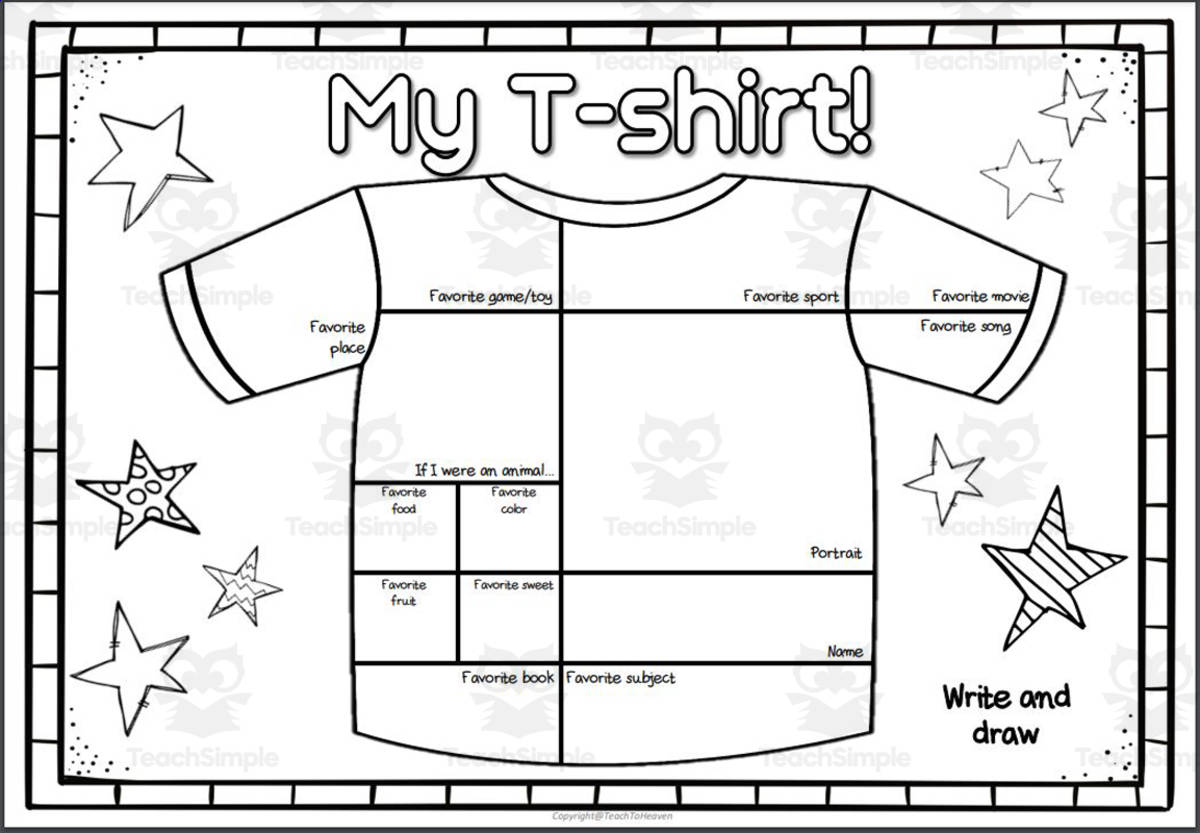 An educational teaching resource from Teach To Heaven, Reoulita.com entitled Back to School - All About Me - My T-shirt downloadable at Teach Simple.