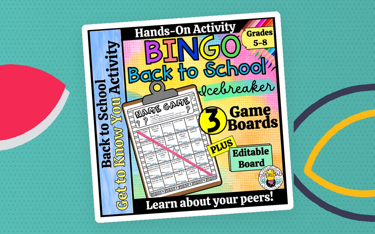 An educational teaching resource from Creativity Overload entitled Back to School BINGO Boards downloadable at Teach Simple.