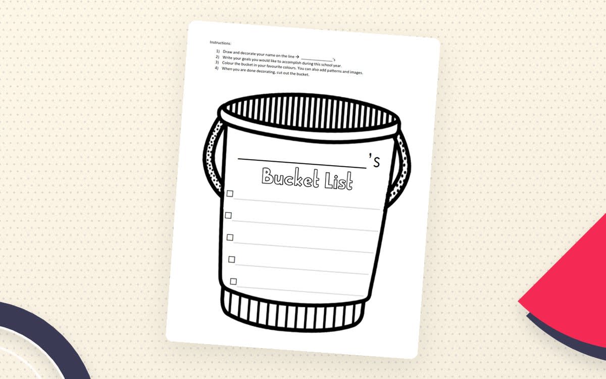 An educational teaching resource from Brave Education entitled Back to School Bucket List downloadable at Teach Simple.