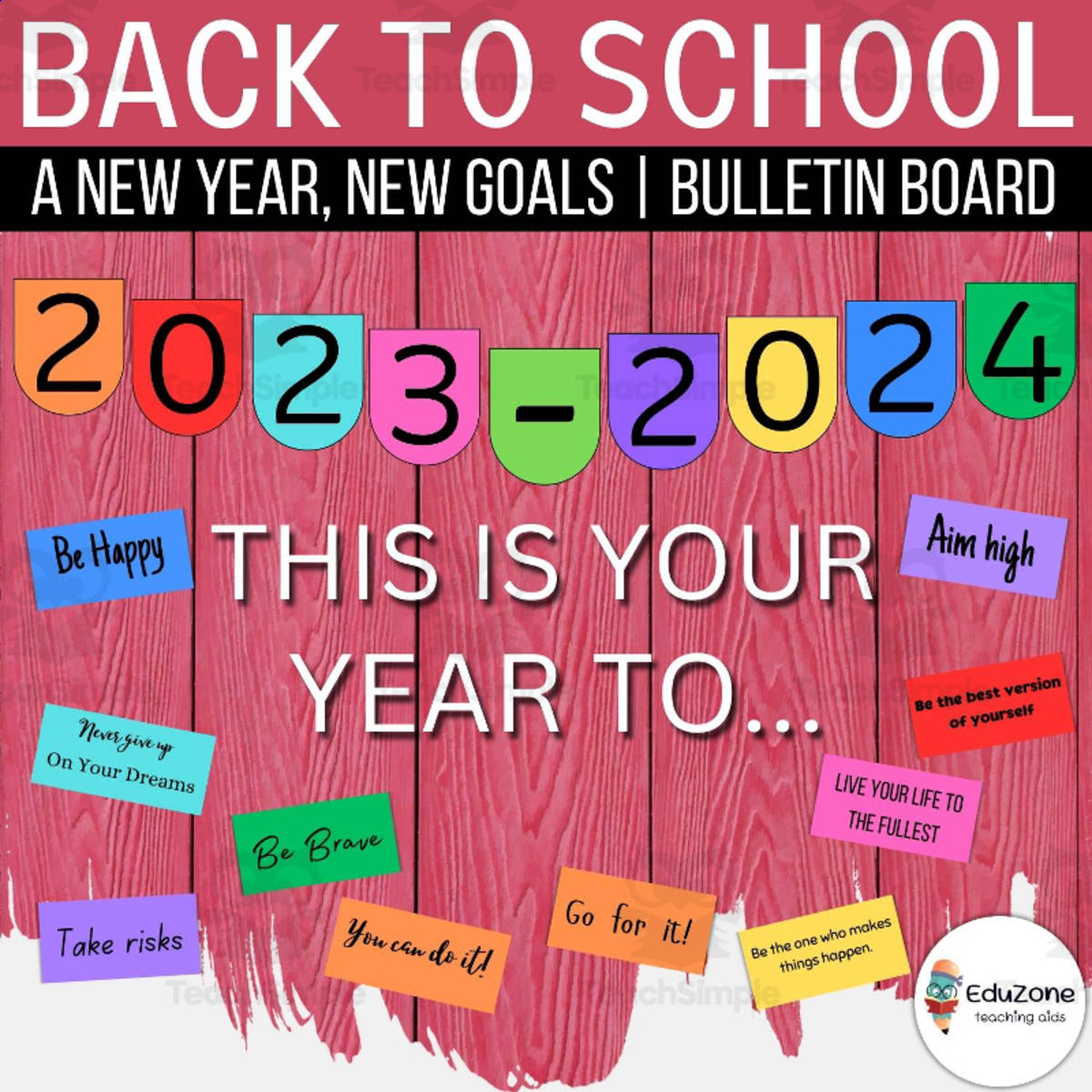 An educational teaching resource from Style Your Classroom entitled Back to School Classroom Decor: Bulletin Board or Door Kit. downloadable at Teach Simple.