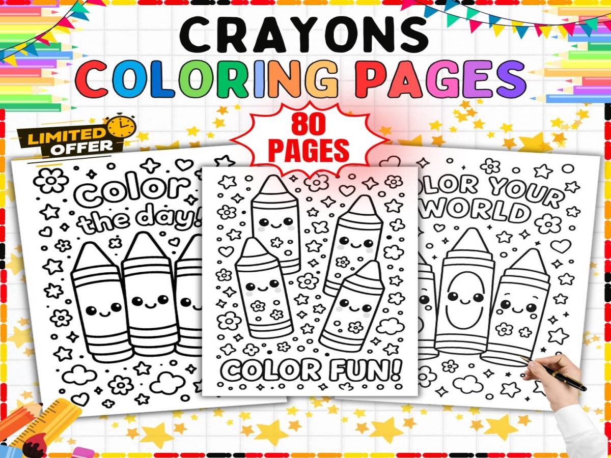 An educational teaching resource from from Tetcher to you entitled Back to School Coloring Pages - 80 Printable Art Activity Sheets K-5 downloadable at Teach Simple.