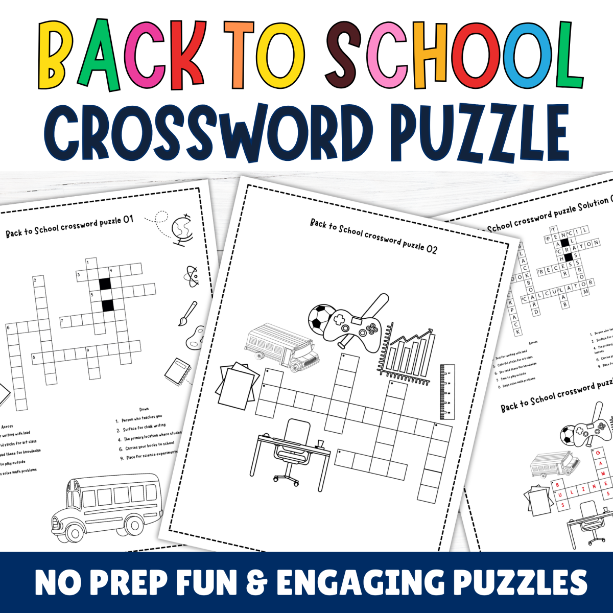 An educational teaching resource from Perfect_Printables entitled Back To School Crossword Puzzles, First Day of School Worksheet downloadable at Teach Simple.