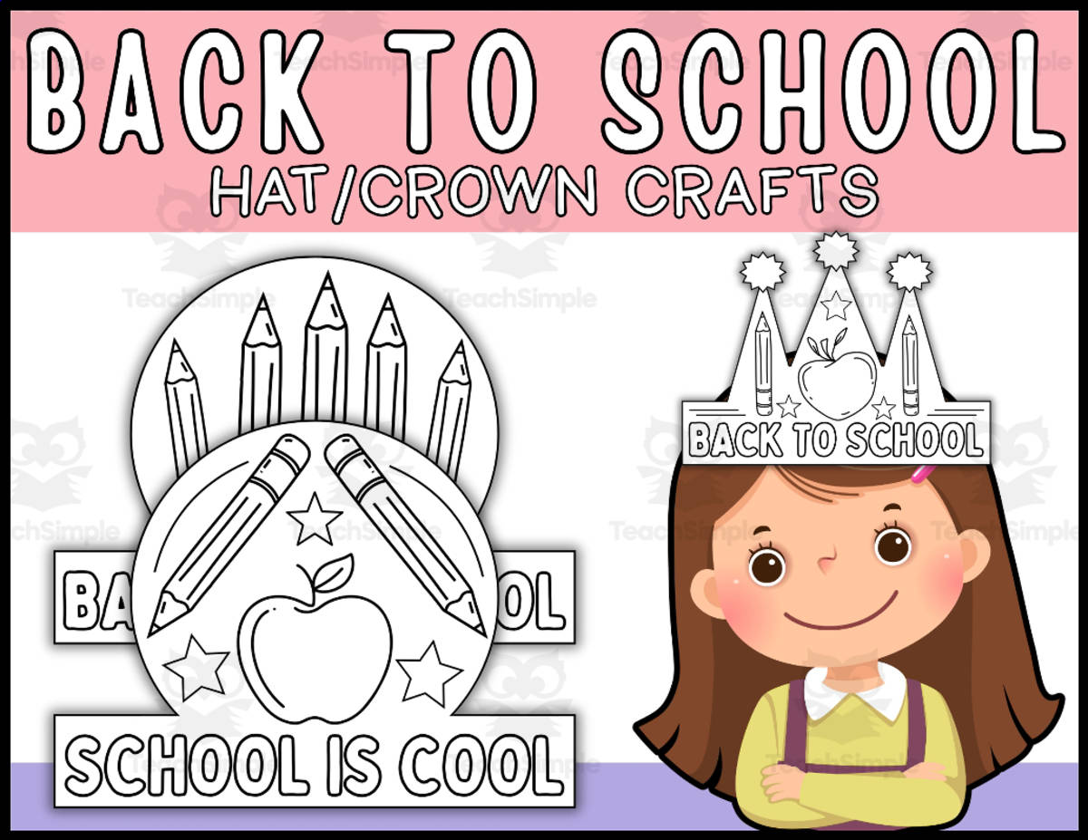 An educational teaching resource from Wonderland School entitled Back To School Crowns Craft | First Day of School Hats downloadable at Teach Simple.