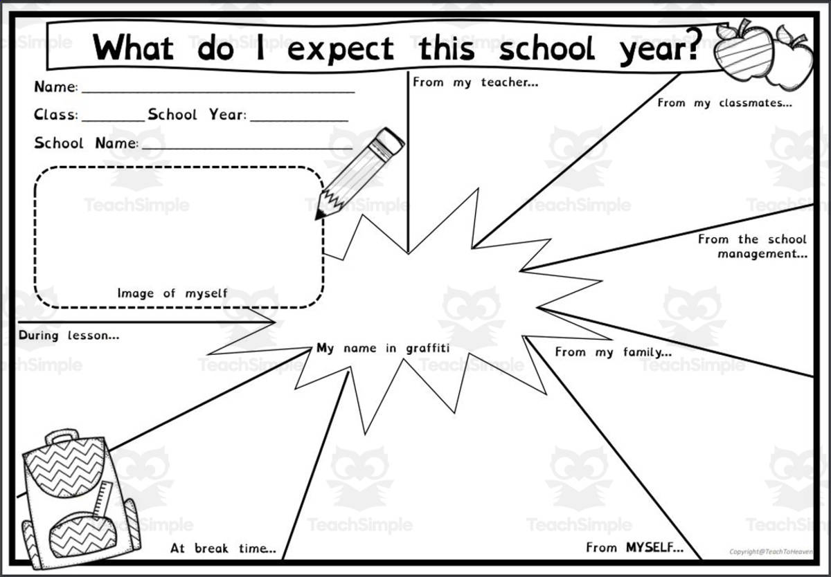 An educational teaching resource from Teach To Heaven,  Reoulita.com entitled Back to School-First Day of School-What do I expect this school year? downloadable at Teach Simple.