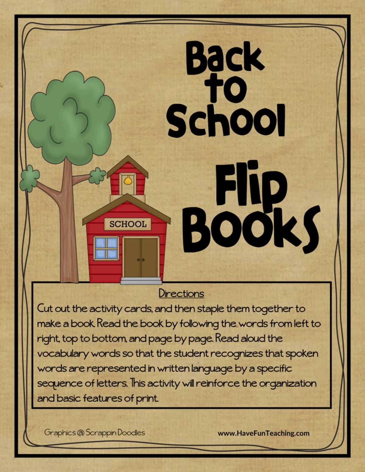 An educational teaching resource from Have Fun Teaching entitled Back to School Flip Books Activity downloadable at Teach Simple.