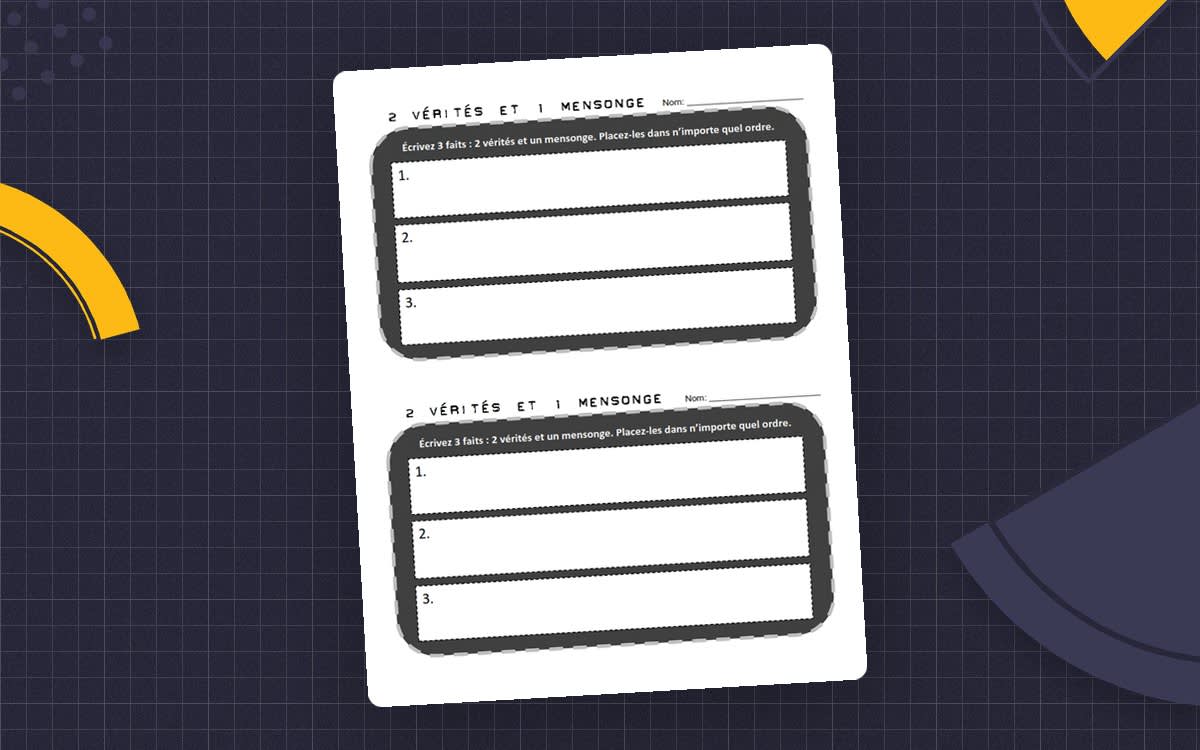 An educational teaching resource from Brave Education entitled Back to School Icebreaker: Two Truths & a Lie (French Version) downloadable at Teach Simple.