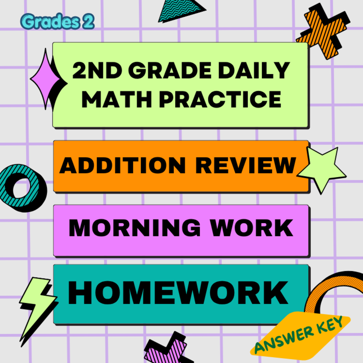 An educational teaching resource from Kind Minds Classroom Tech entitled Back to School Math Review, 2nd Grade Addition Practice downloadable at Teach Simple.
