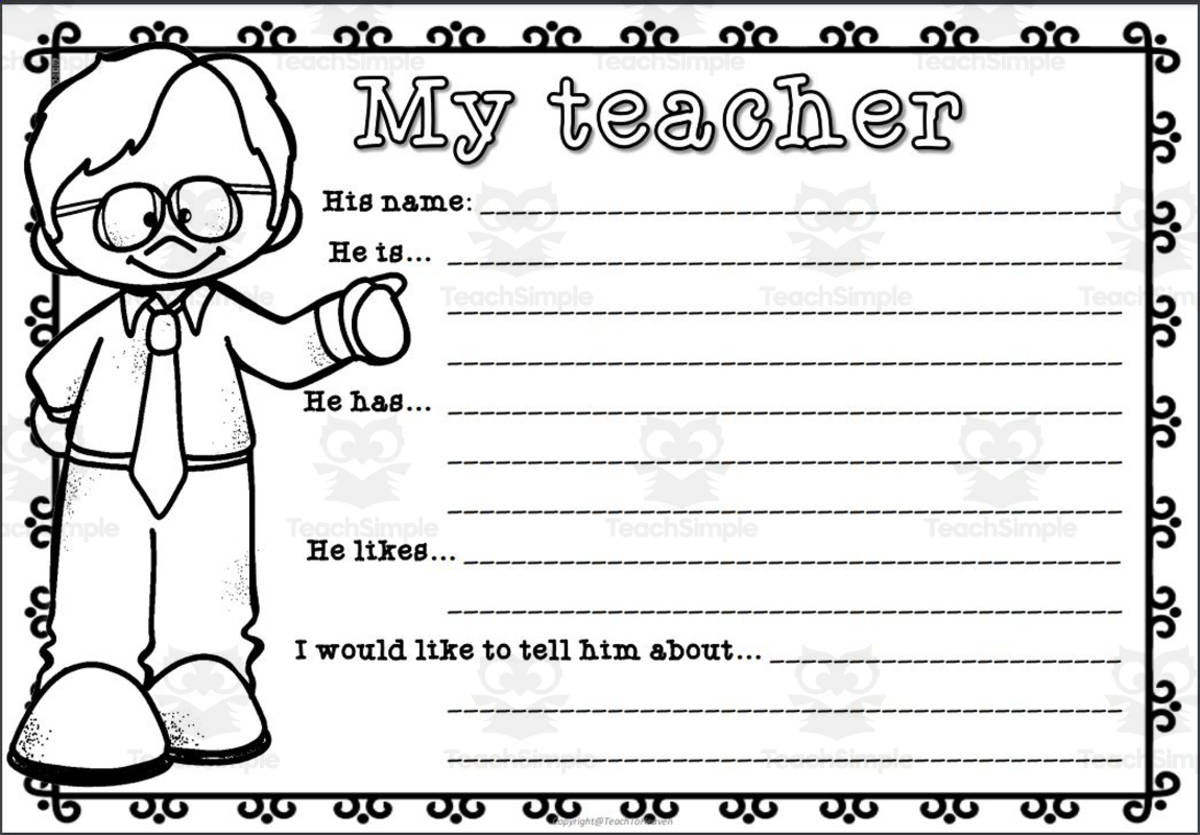An educational teaching resource from Teach To Heaven,  Reoulita.com entitled Back to School - My teacher (MALE) downloadable at Teach Simple.