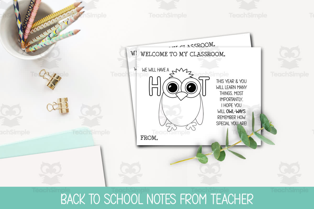 An educational teaching resource from Forever June Digital Design entitled Back to School Printables, Owl Notes for students from Teacher downloadable at Teach Simple.