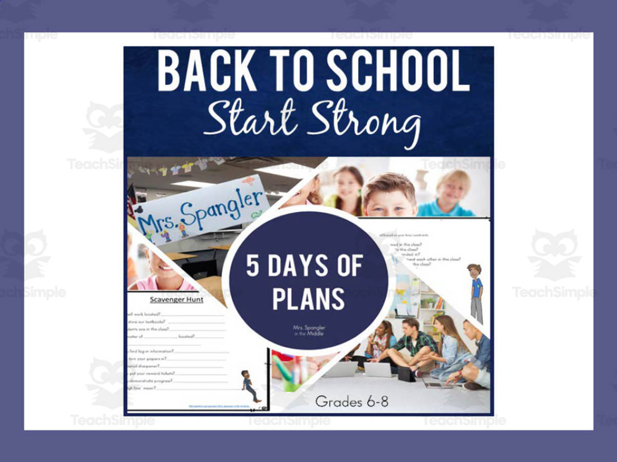 An educational teaching resource from Mrs. Spangler in the Middle entitled Back to School Start Strong Activity Packet downloadable at Teach Simple.