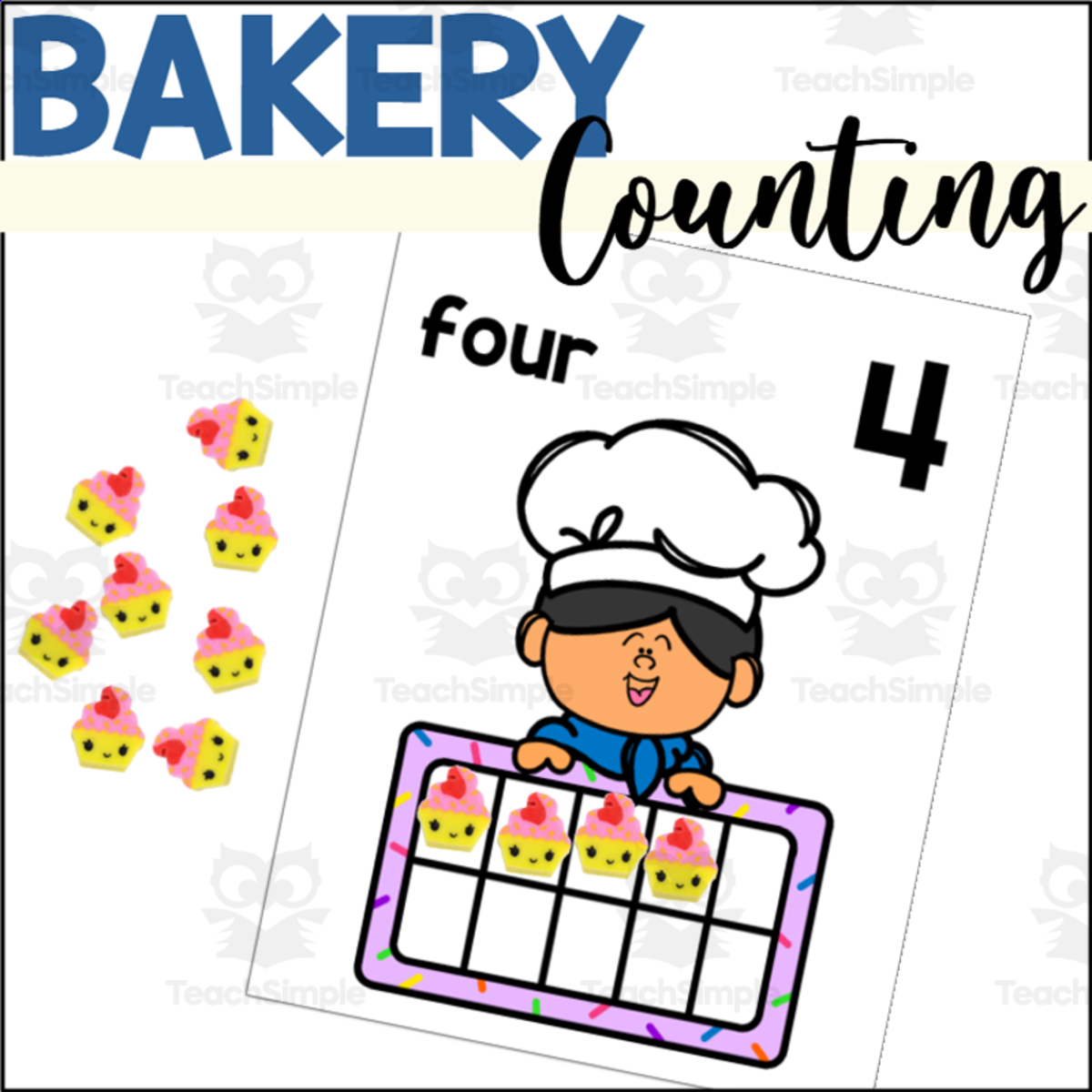 An educational teaching resource from The Connett Connection entitled Baker Counting Mats with Tens Frames downloadable at Teach Simple.