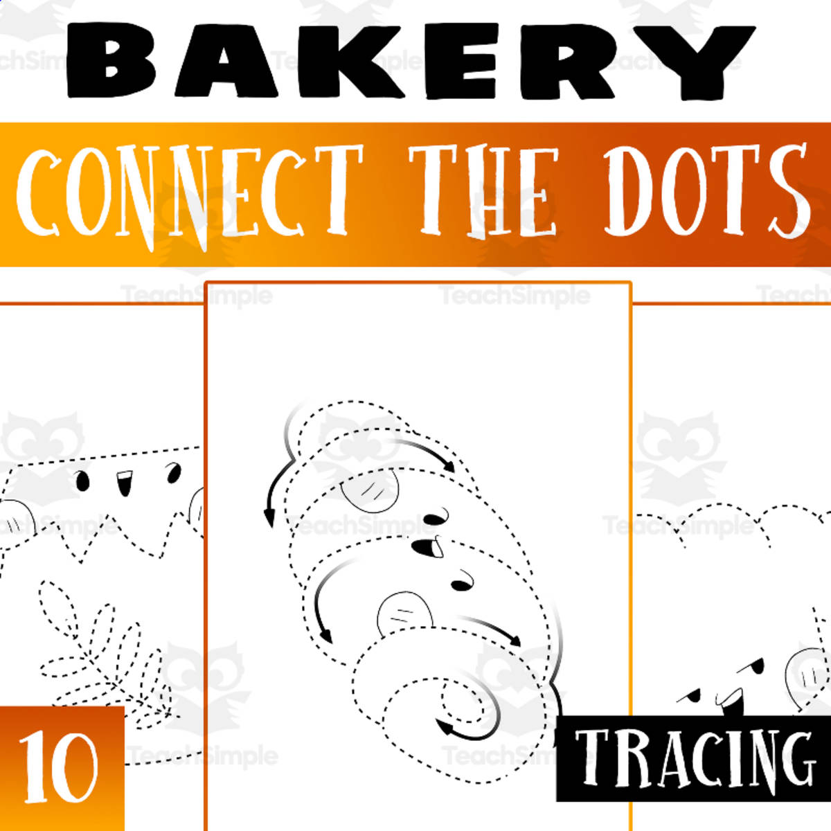 An educational teaching resource from Lapiiin Art Activities entitled bakery Connect the dots Worksheet Activity For Morning Work downloadable at Teach Simple.
