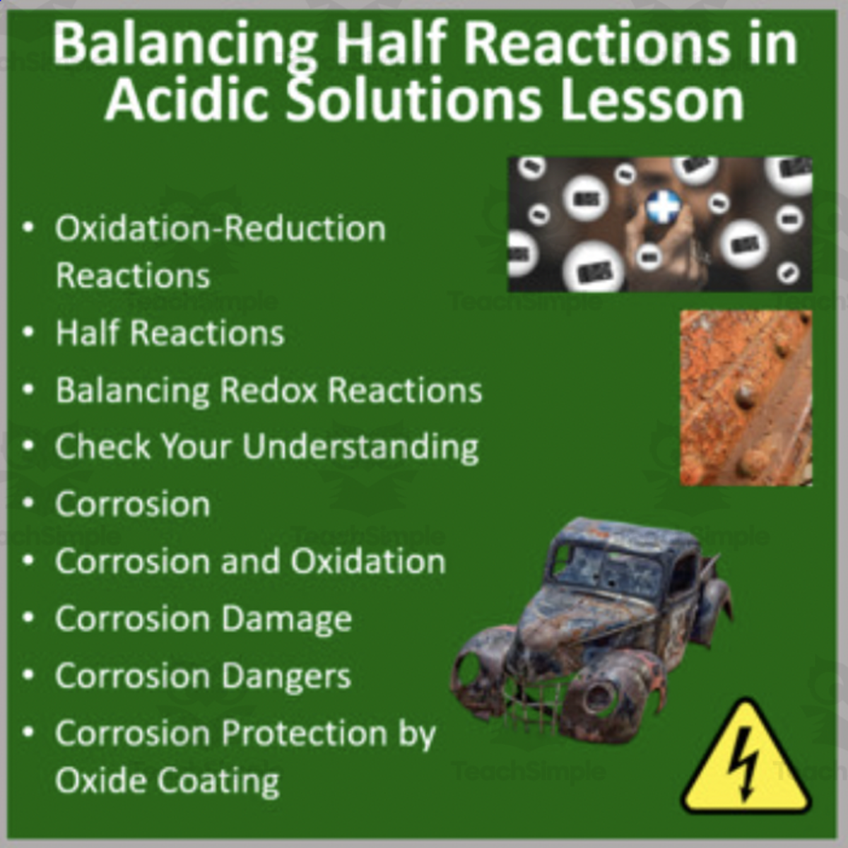 An educational teaching resource from Teach With Fergy entitled Balancing Reactions in Acidic Solutions - Lesson Bundle downloadable at Teach Simple.