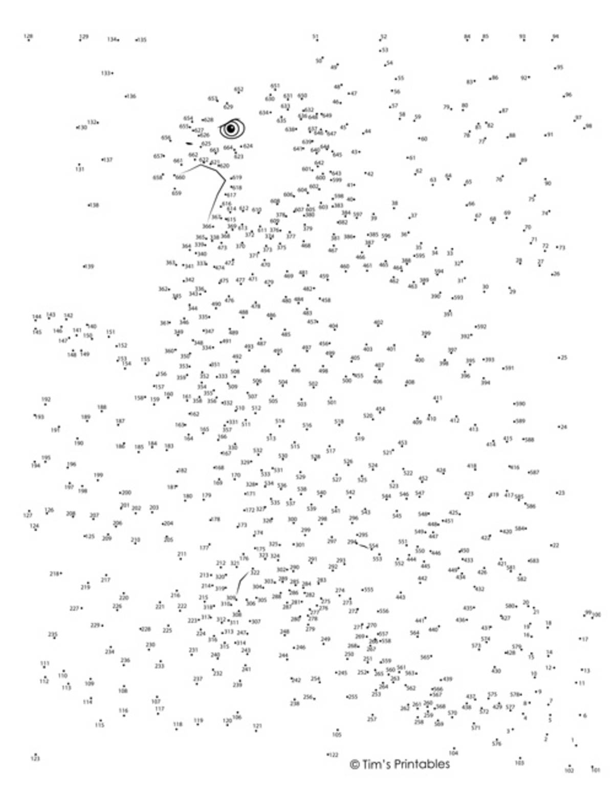 An educational teaching resource from Tim's Printables entitled Bald Eagle Extreme Dot-to-Dot / Connect the Dots PDF downloadable at Teach Simple.