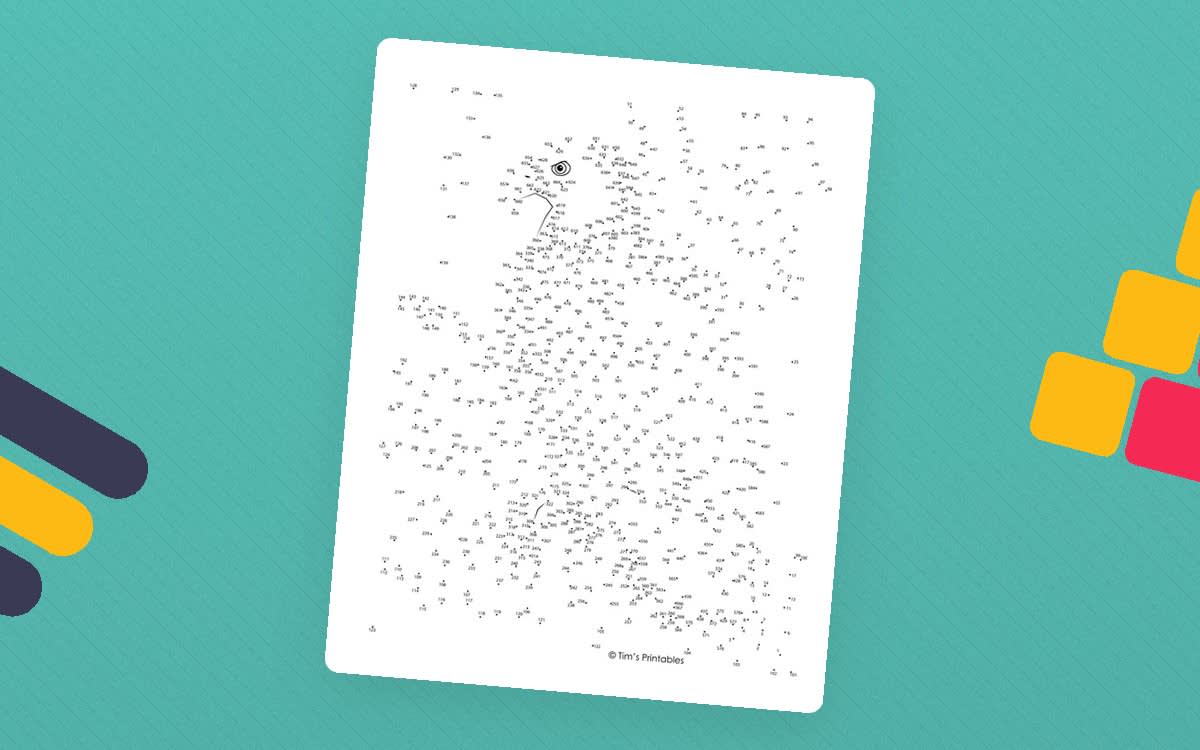 An educational teaching resource from Tim's Printables entitled Bald Eagle Extreme Dot-to-Dot / Connect the Dots PDF downloadable at Teach Simple.
