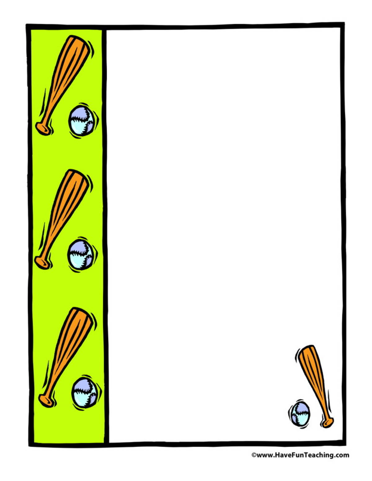An educational teaching resource from Have Fun Teaching entitled Baseball Writing Paper downloadable at Teach Simple.