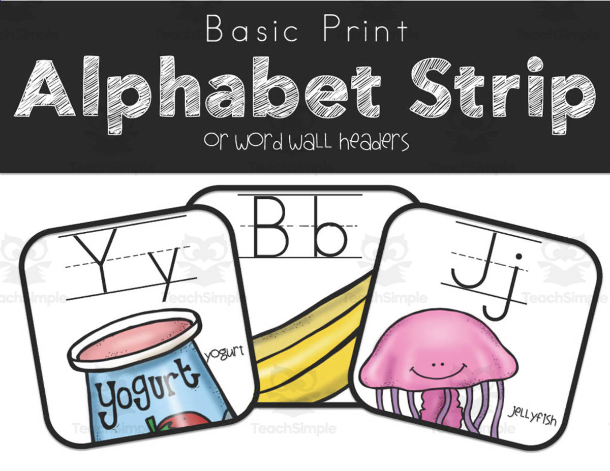 An educational teaching resource from Our Strange Class entitled Basic Print Alphabet Strip Posters downloadable at Teach Simple.