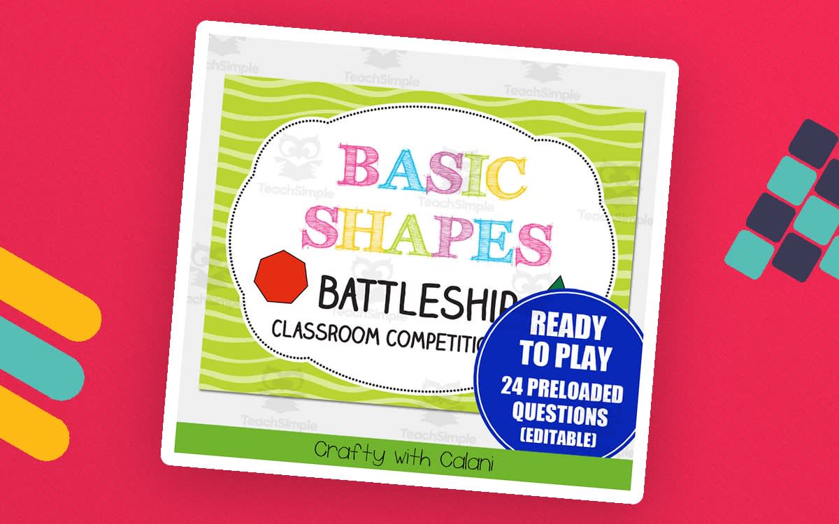 An educational teaching resource from Crafty with Calani entitled Basic Shape Recognition Battleship Classroom Game downloadable at Teach Simple.