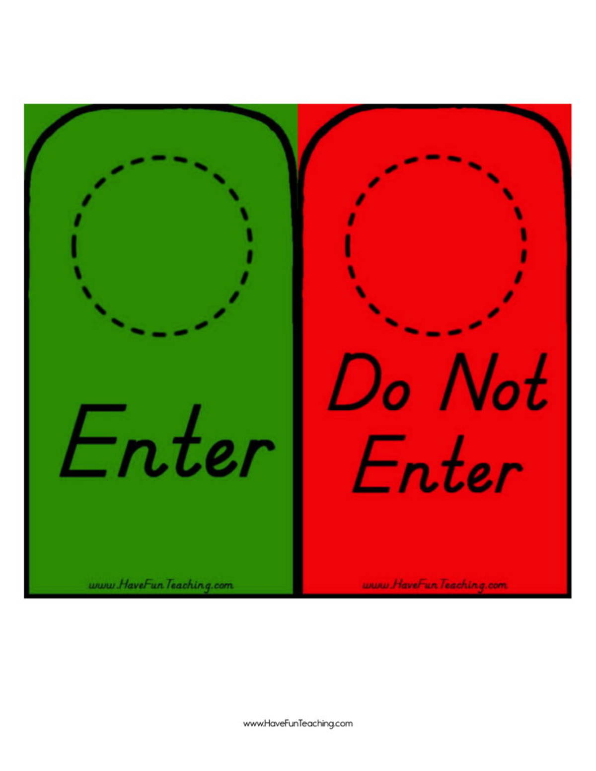 An educational teaching resource from Have Fun Teaching entitled Bathroom Door Signs Enter and Do Not Enter downloadable at Teach Simple.