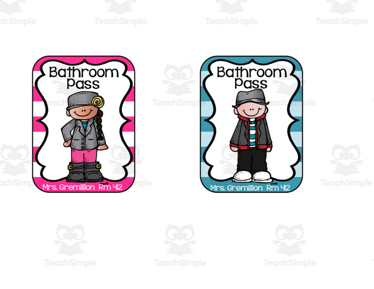 An educational teaching resource from Teachers R Us Homeschool entitled Bathroom Passes downloadable at Teach Simple.
