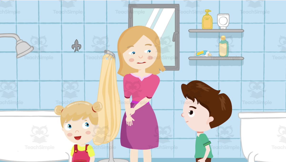 An educational teaching resource from Educational Voice entitled Bathtime | English Conversations Video Lesson downloadable at Teach Simple.