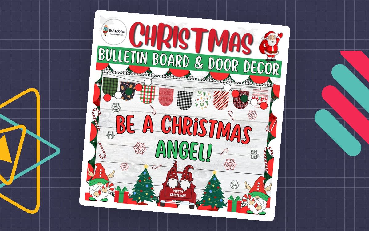 An educational teaching resource from Style Your Classroom entitled Be a Christmas Angel!: Bulletin Board & Door Decor Ideas for Christmas downloadable at Teach Simple.