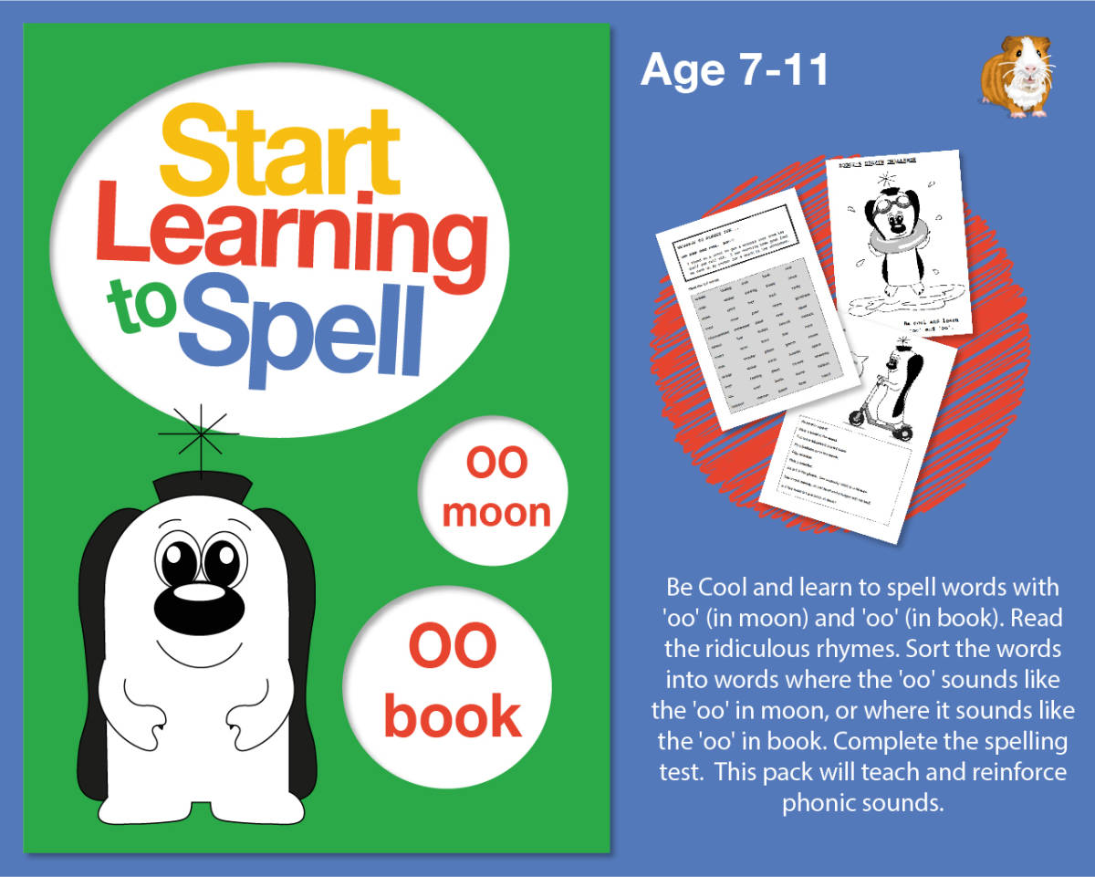 An educational teaching resource from Guinea Pig Education entitled 'Be Cool' Learn To Spell Words With 'oo' And 'oo' (7-11 years) downloadable at Teach Simple.