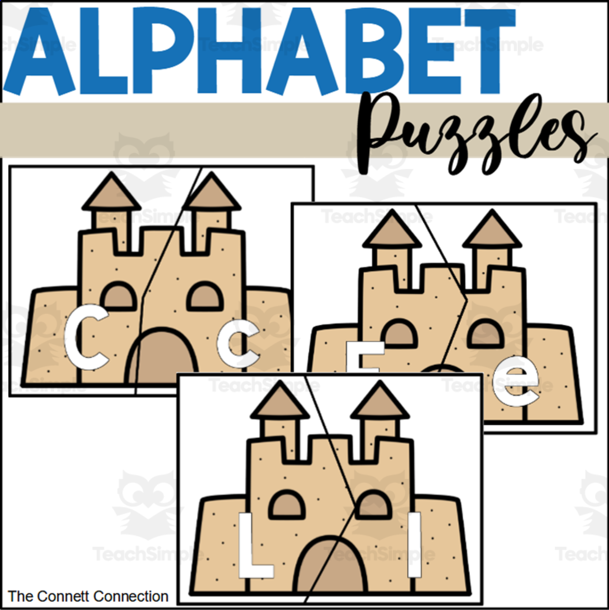 An educational teaching resource from The Connett Connection entitled Beach Alphabet Puzzles downloadable at Teach Simple.
