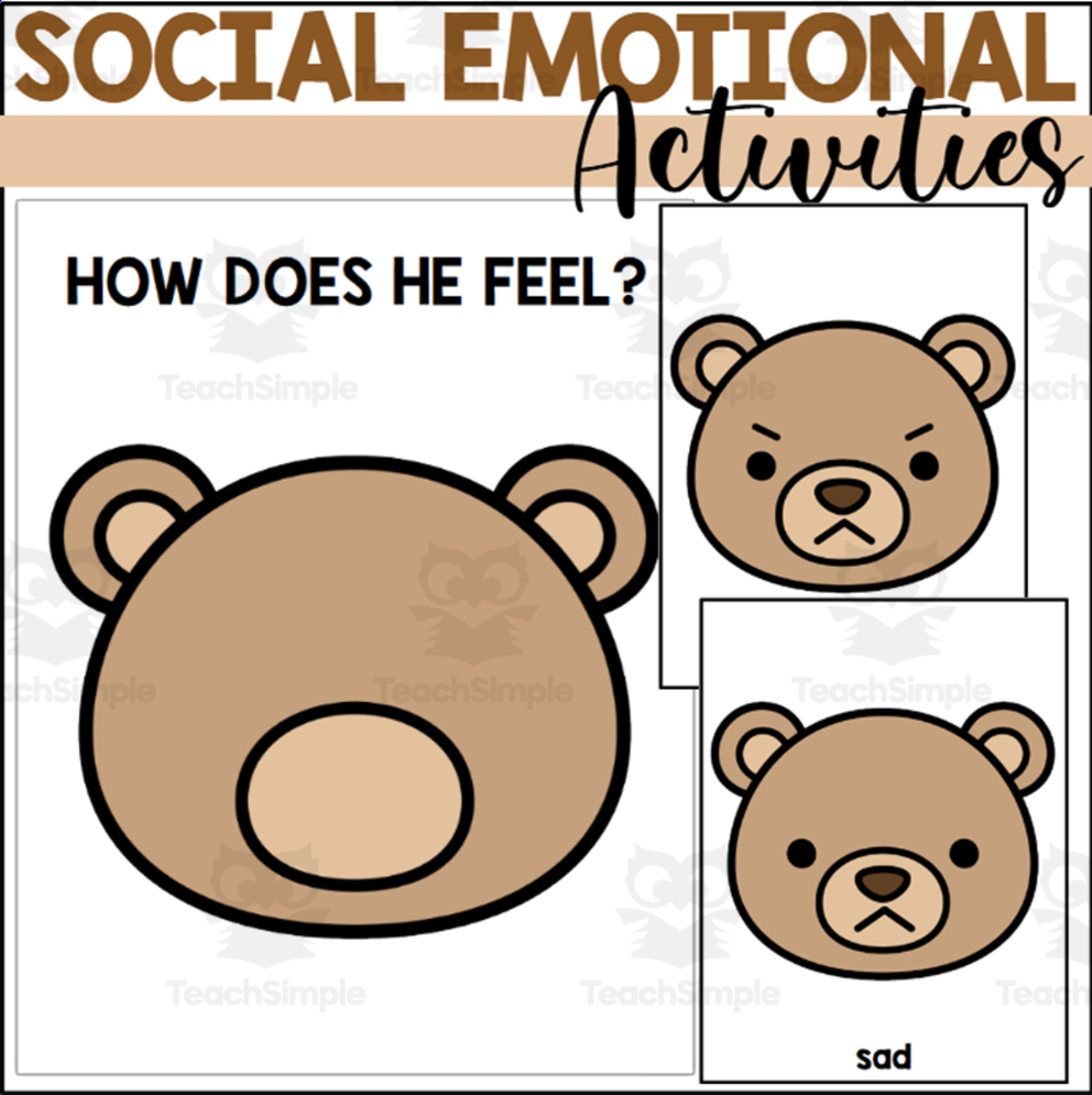 An educational teaching resource from The Connett Connection entitled Bear Feelings and Emotions downloadable at Teach Simple.