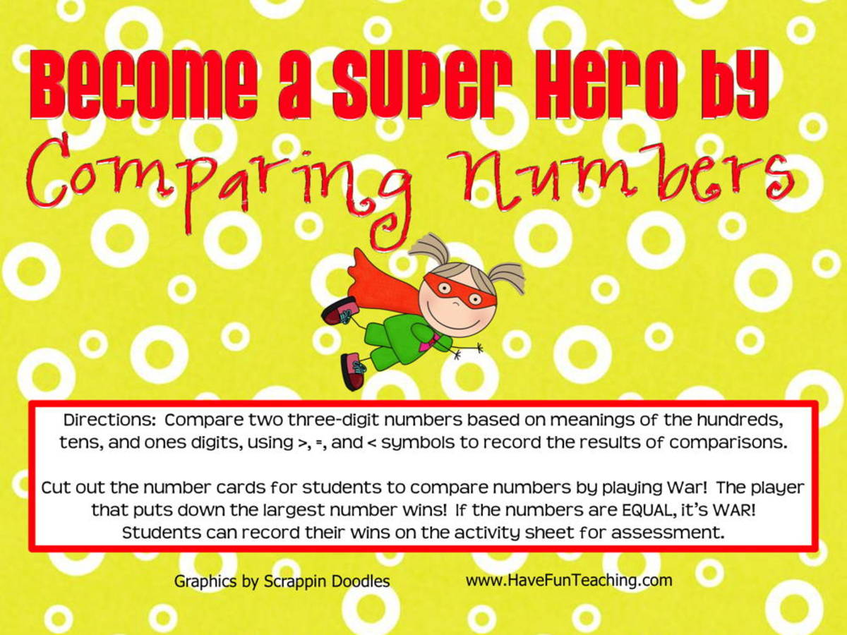 An educational teaching resource from Have Fun Teaching entitled Become a Superhero by Comparing Numbers Activity downloadable at Teach Simple.
