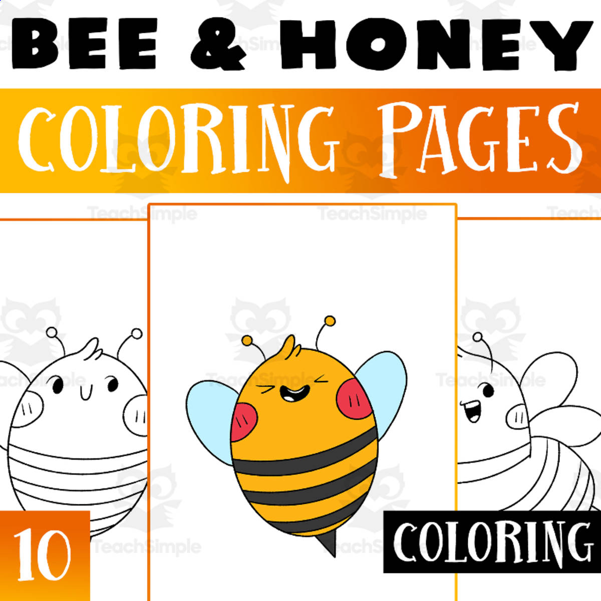 An educational teaching resource from Lapiiin Art Activities entitled Bee Coloring Pages Worksheet Activity For Morning Work downloadable at Teach Simple.