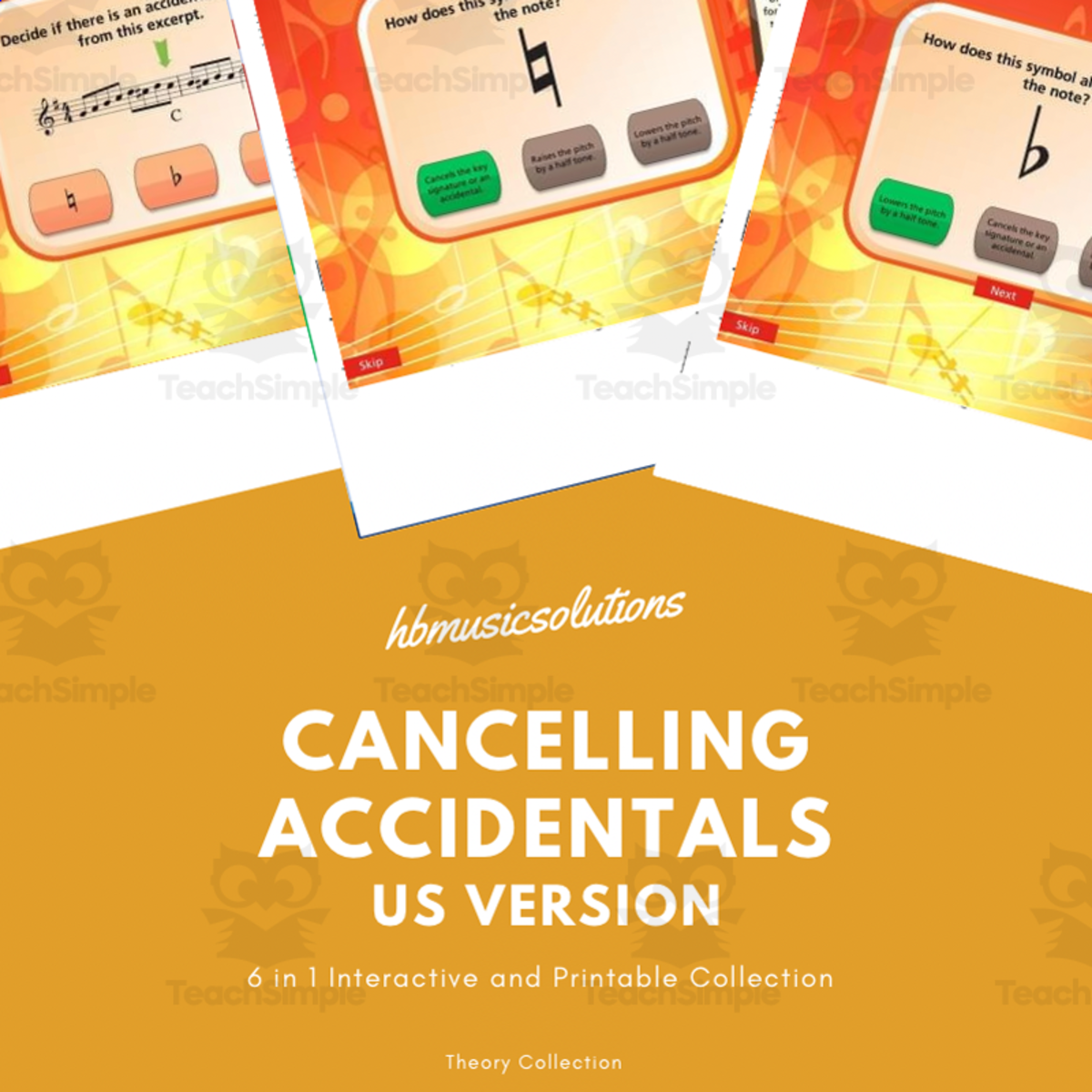 An educational teaching resource from Hbmusicsolutions's Shop entitled Beginner Music Theory: Cancelling Accidentals - US Version downloadable at Teach Simple.