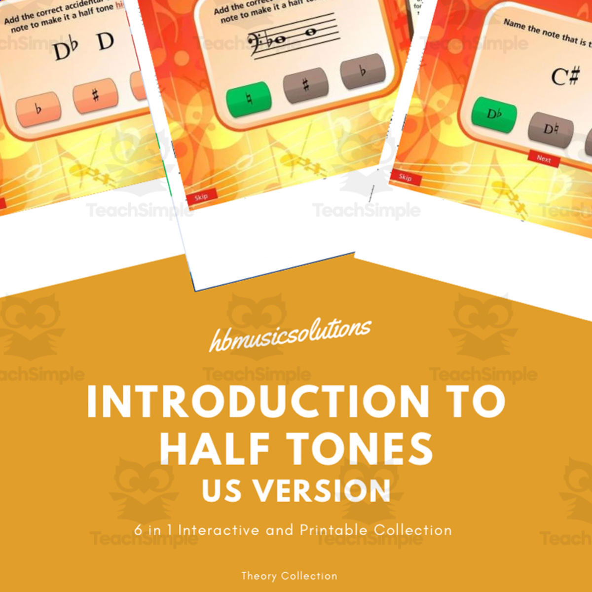An educational teaching resource from Hbmusicsolutions's Shop entitled Beginner Music Theory: Introduction to Half Tones - US Version downloadable at Teach Simple.