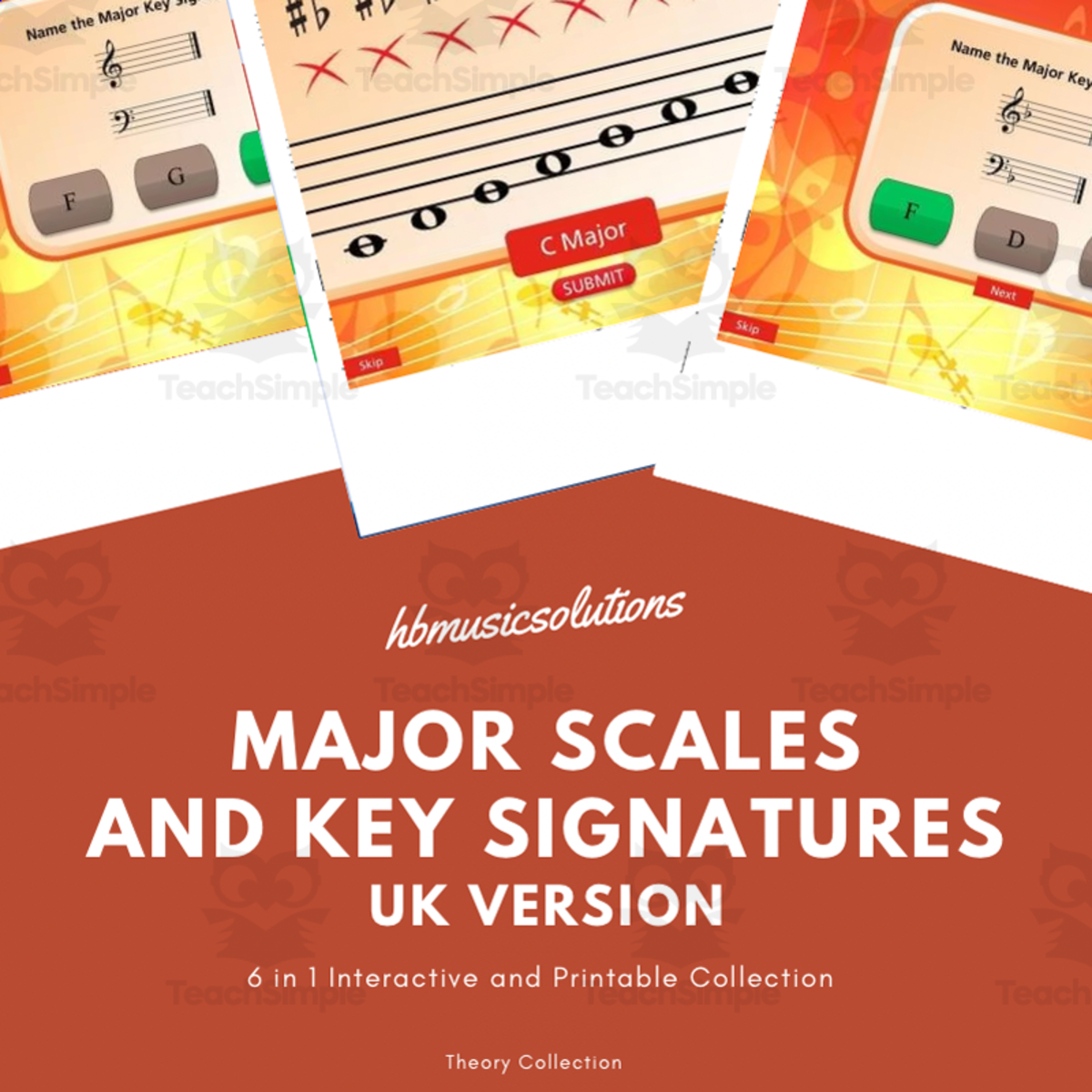 An educational teaching resource from Hbmusicsolutions's Shop entitled Beginner Music Theory: Major Scales and Key Signatures - UK Version downloadable at Teach Simple.