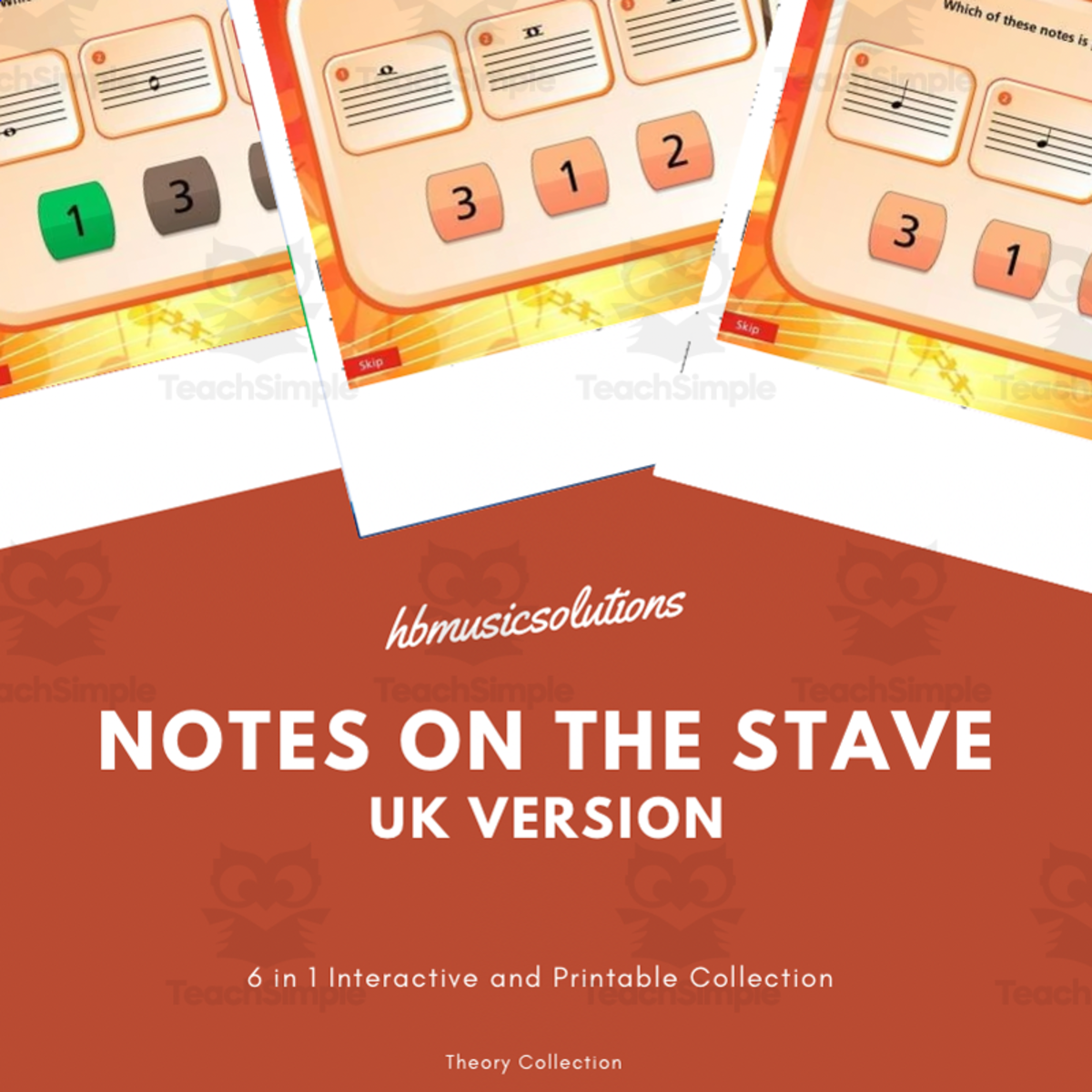 An educational teaching resource from Hbmusicsolutions's Shop entitled Beginner Music Theory: Notes on the Stave - UK Version downloadable at Teach Simple.