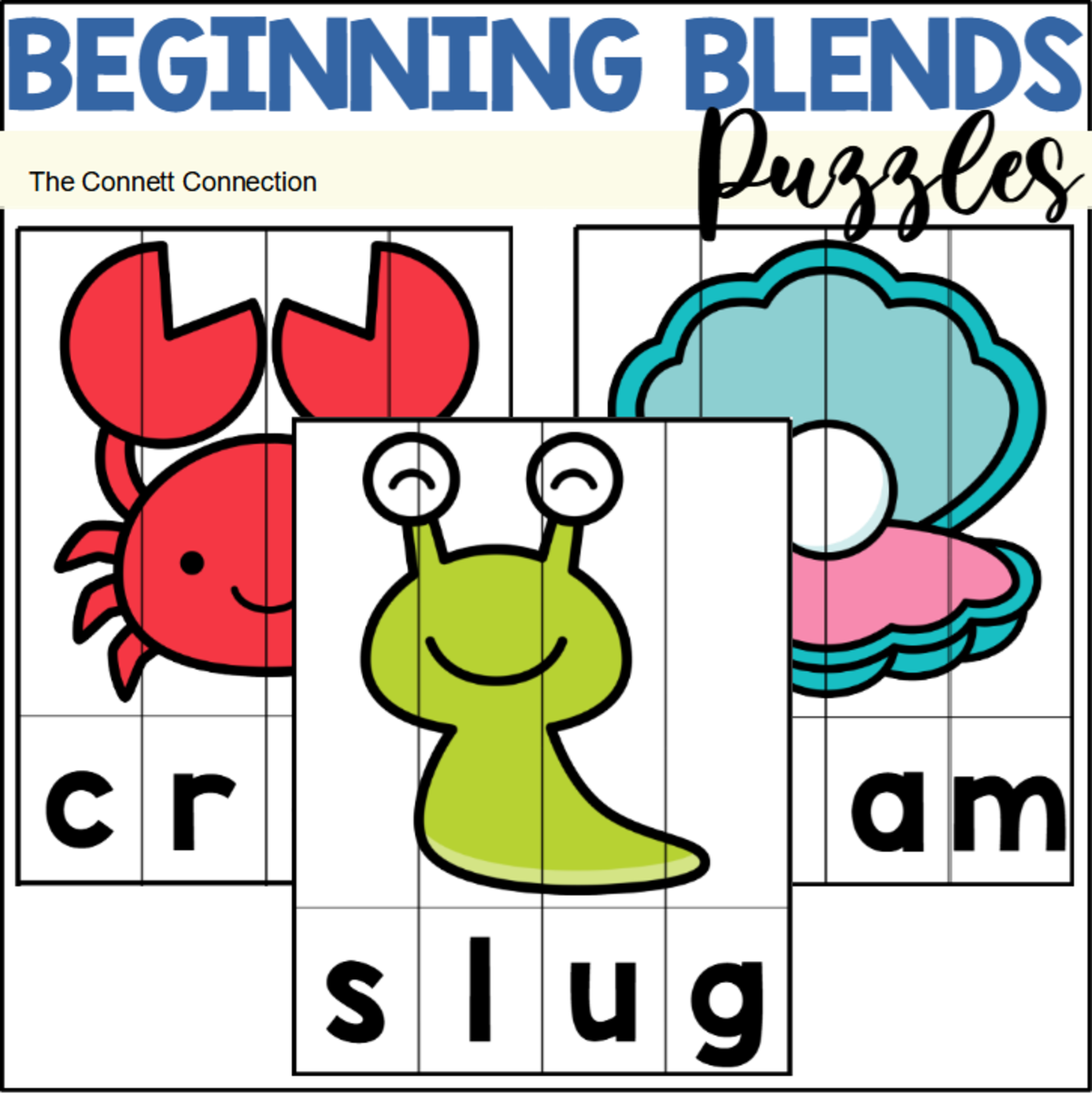 An educational teaching resource from The Connett Connection entitled Beginning Blends Puzzles downloadable at Teach Simple.