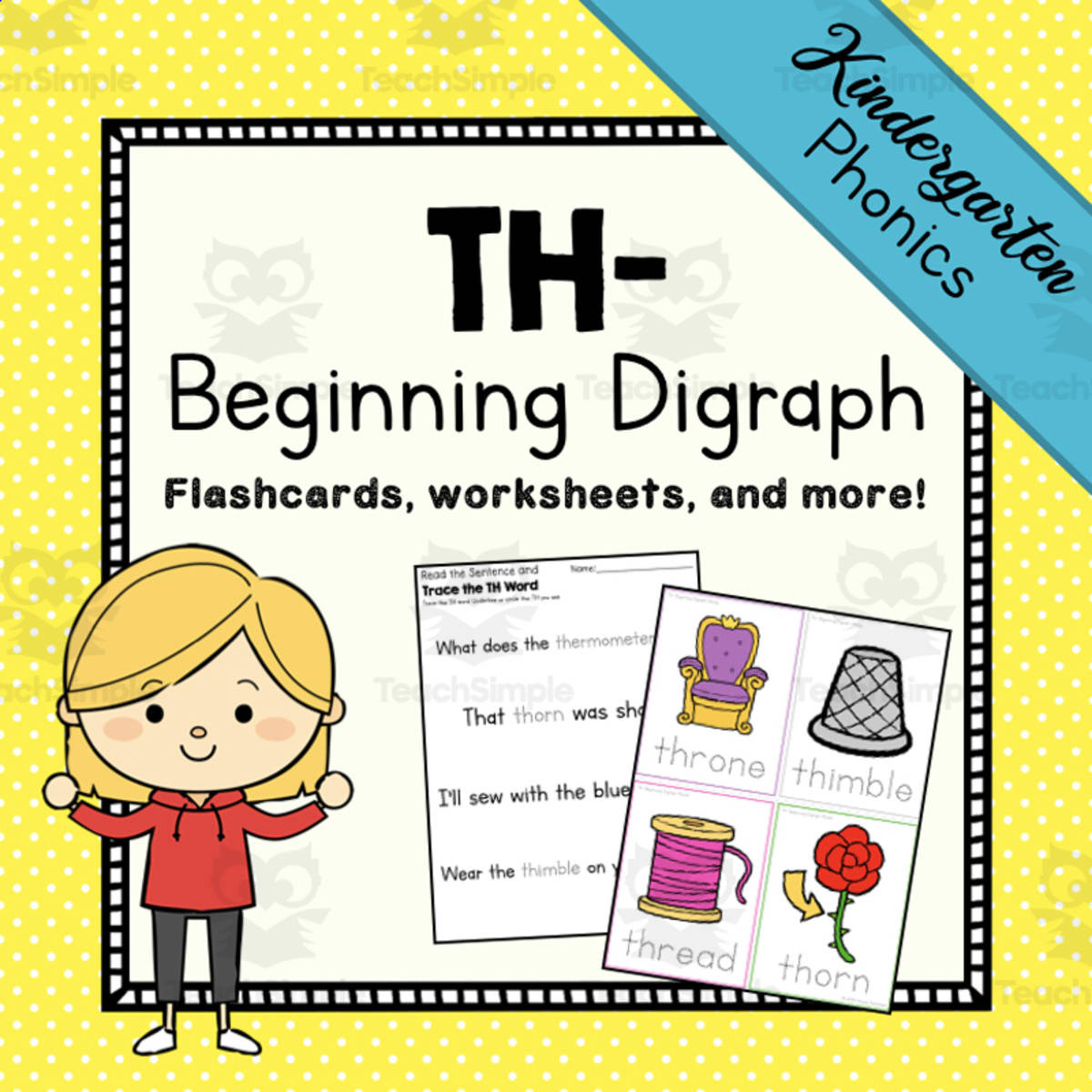 An educational teaching resource from Simply Schoolgirl entitled Beginning Digraph: TH- Activity Packet | Printable Resources Digraphs downloadable at Teach Simple.