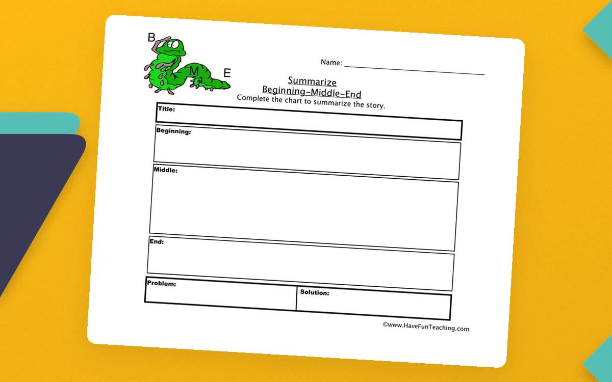 An educational teaching resource from Have Fun Teaching entitled Beginning, Middle, End Worksheet downloadable at Teach Simple.