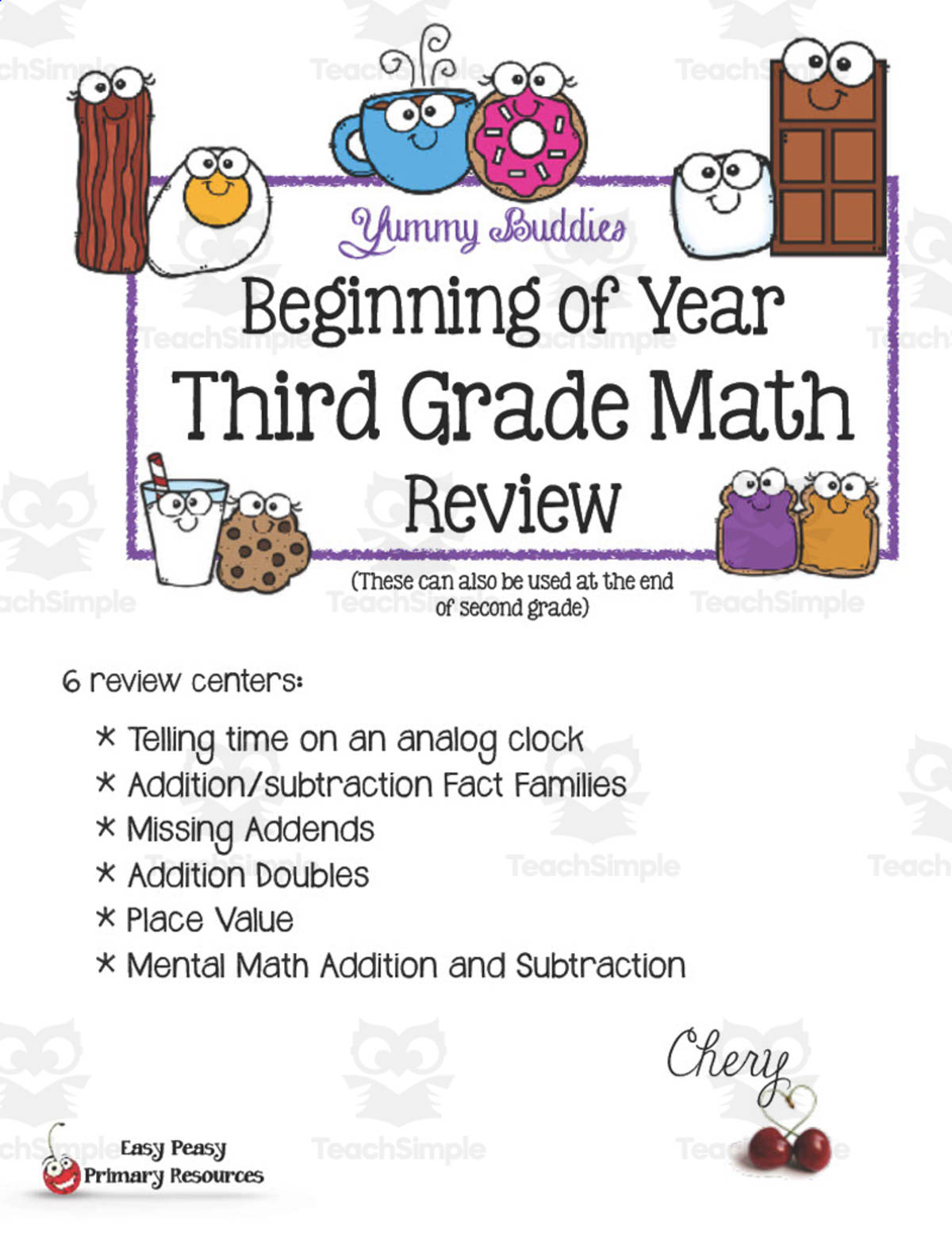 An educational teaching resource from Easy Peasy Primary Resources entitled Beginning of Year Third Grade Math Review downloadable at Teach Simple.
