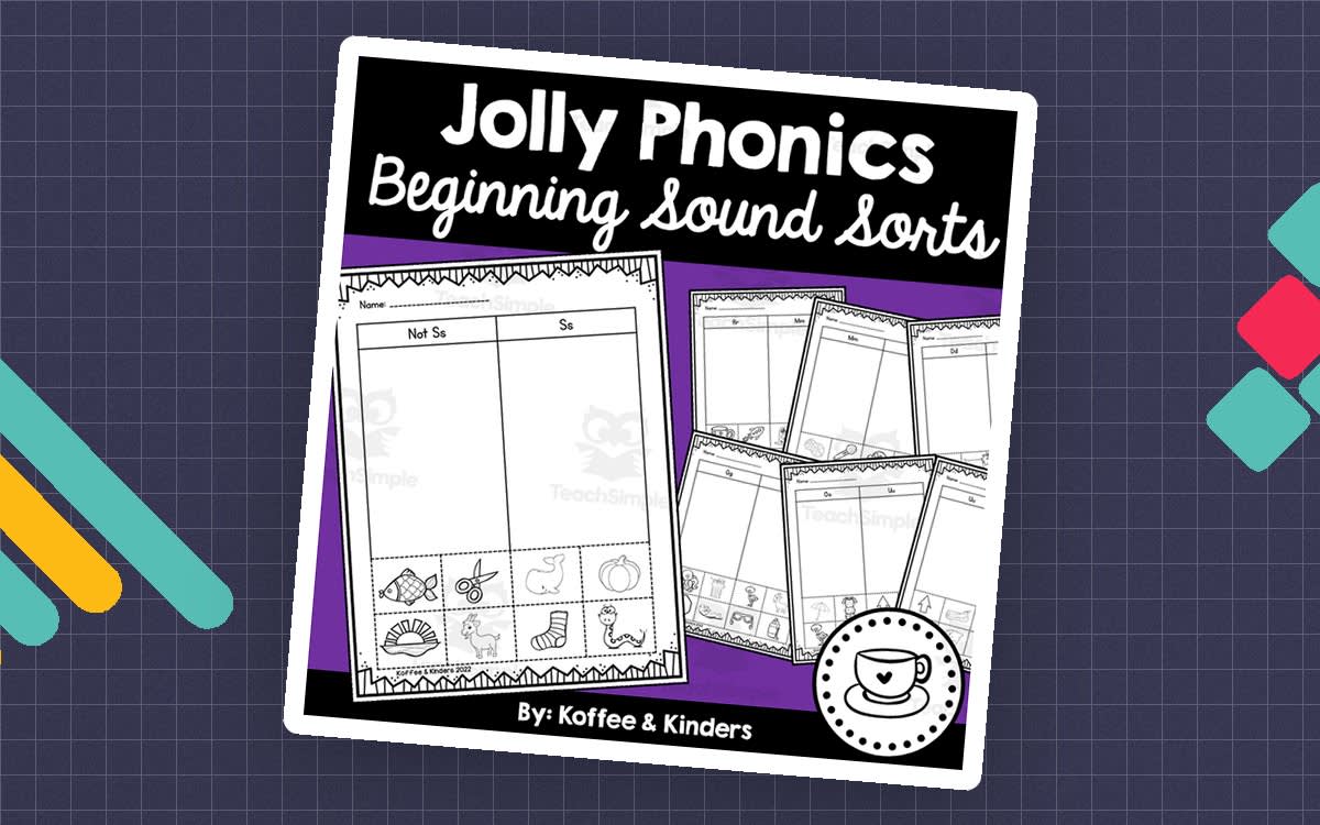 An educational teaching resource from Koffee and Kinders entitled Beginning Sound Sorts downloadable at Teach Simple.