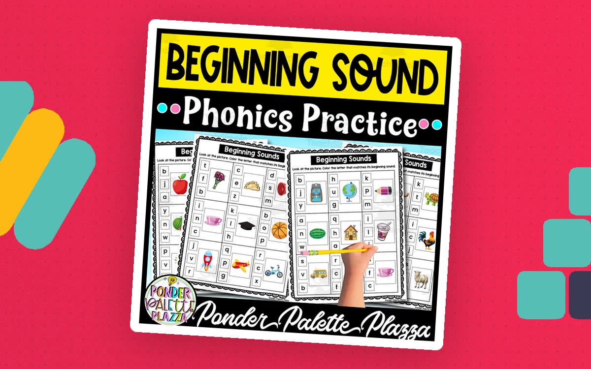 An educational teaching resource from Ponder Palette Plazza entitled Beginning Sounds - Phonics Practice downloadable at Teach Simple.