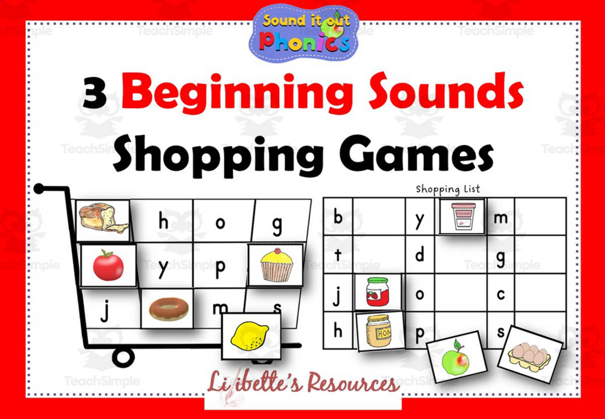 An educational teaching resource from Lilibette's Resources entitled Beginning Sounds Shopping Game downloadable at Teach Simple.