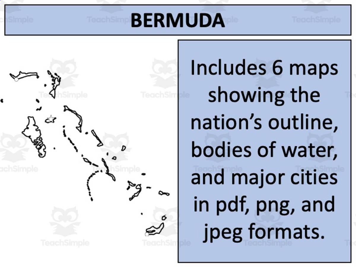 An educational teaching resource from Mr Gray History entitled Bermuda Map Resources downloadable at Teach Simple.